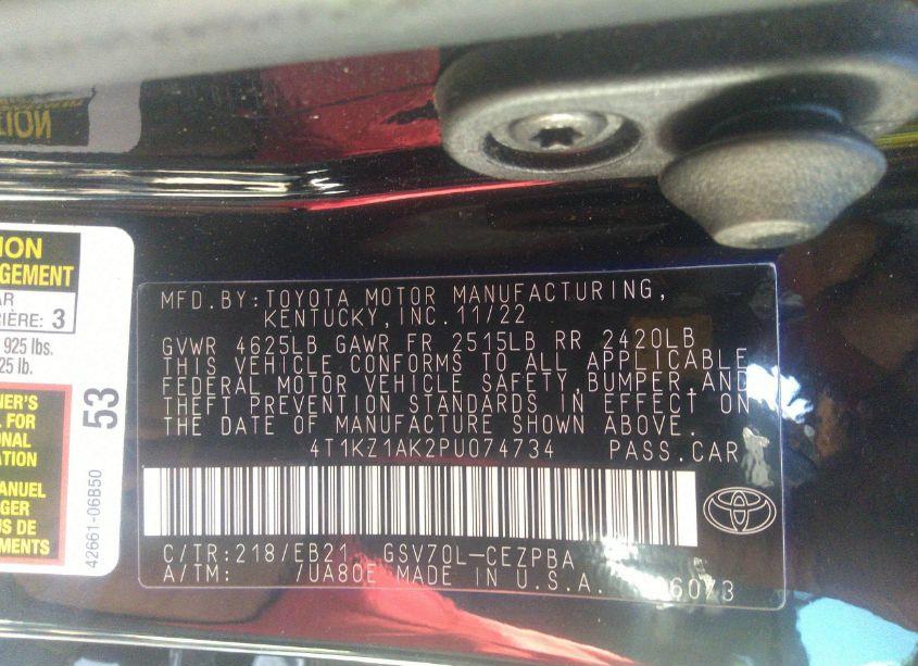 Photo 9 of 2023 Toyota Camry TRD (VIN 4T1KZ1AK2PU074734)