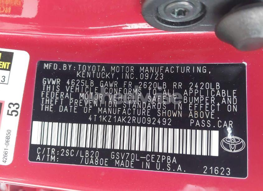 Photo 9 of 2024 Toyota Camry XSE V6 (VIN 4T1KZ1AK2RU092492)