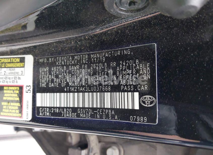Photo 9 of 2020 Toyota Camry TRD/XSE (VIN 4T1KZ1AK3LU037668)