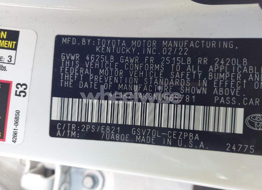 Photo 8 of 2022 Toyota Camry TRD (VIN 4T1KZ1AK3NU065781)