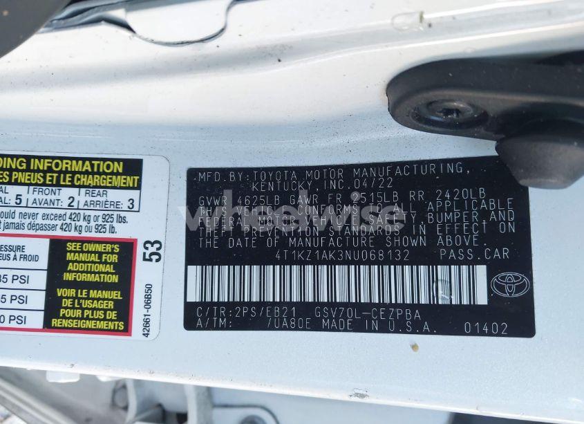 Photo 9 of 2022 Toyota Camry TRD (VIN 4T1KZ1AK3NU068132)