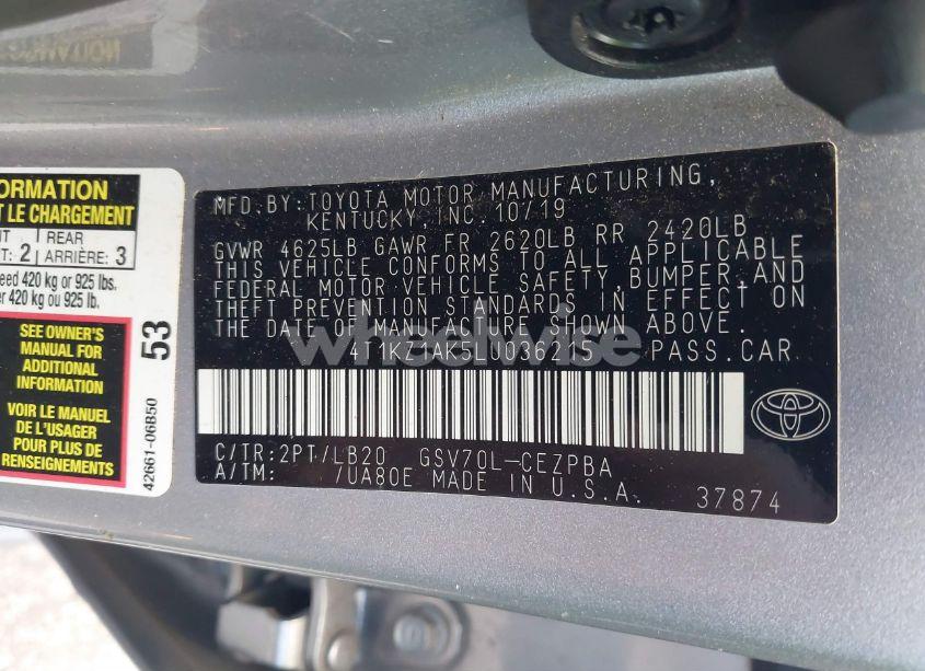 Photo 9 of 2020 Toyota Camry XSE V6 (VIN 4T1KZ1AK5LU036215)