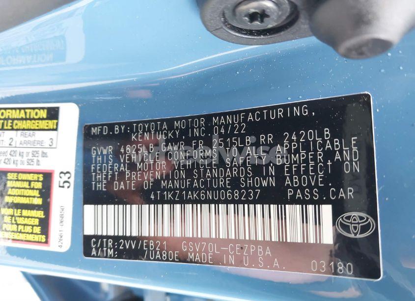 Photo 9 of 2022 Toyota Camry TRD (VIN 4T1KZ1AK6NU068237)