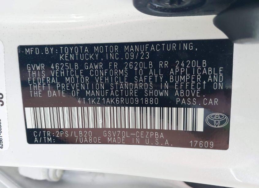 Photo 9 of 2024 Toyota Camry XSE V6 (VIN 4T1KZ1AK6RU091880)