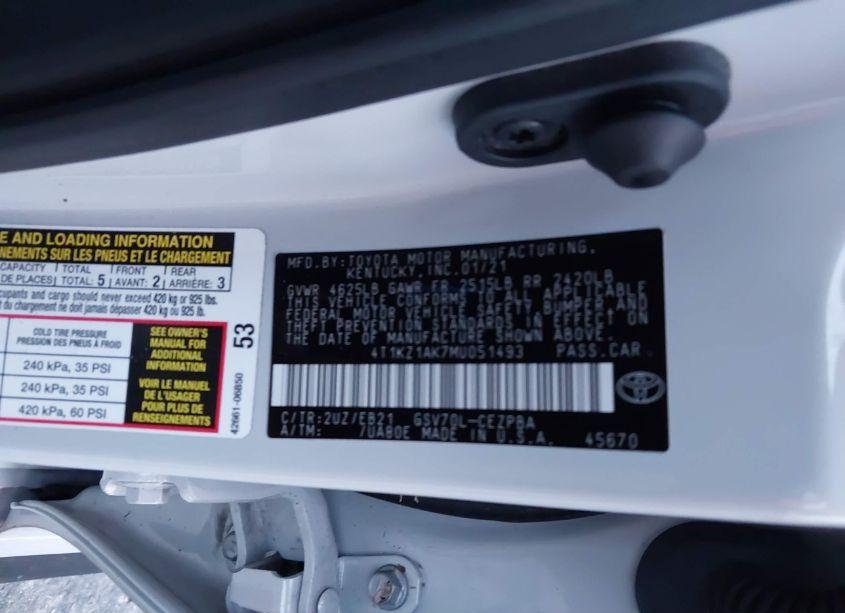 Photo 9 of 2021 Toyota Camry TRD (VIN 4T1KZ1AK7MU051493)