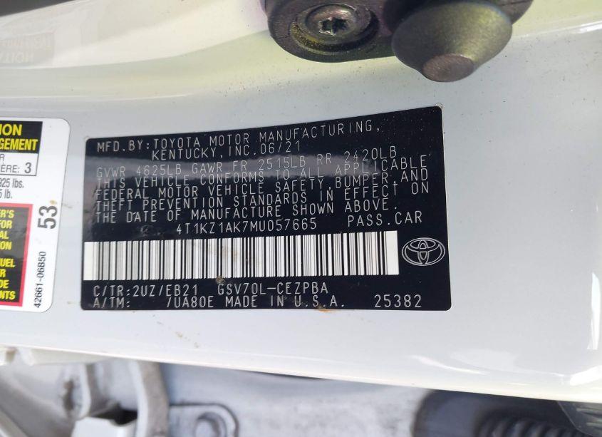 Photo 9 of 2021 Toyota Camry TRD (VIN 4T1KZ1AK7MU057665)