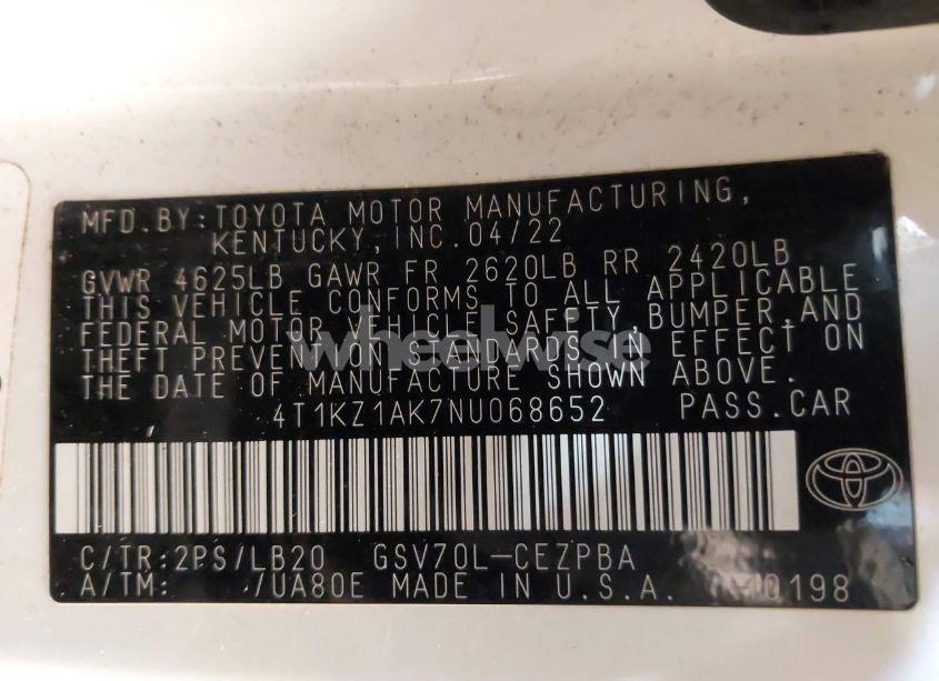 Photo 9 of 2022 Toyota Camry XSE V6 (VIN 4T1KZ1AK7NU068652)