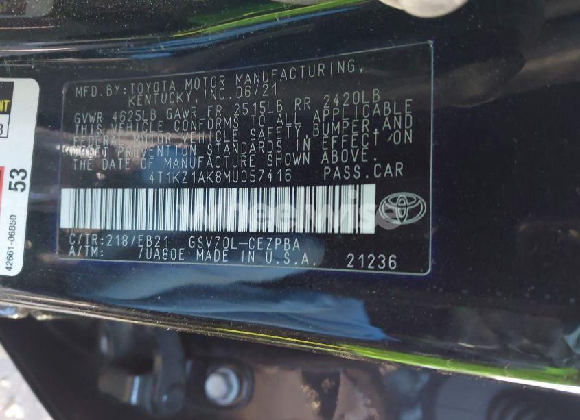 Photo 9 of 2021 Toyota Camry TRD (VIN 4T1KZ1AK8MU057416)