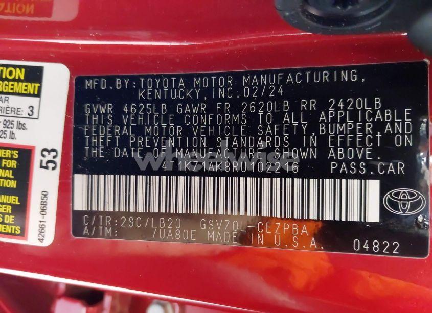 Photo 9 of 2024 Toyota Camry XSE V6 (VIN 4T1KZ1AK8RU102216)