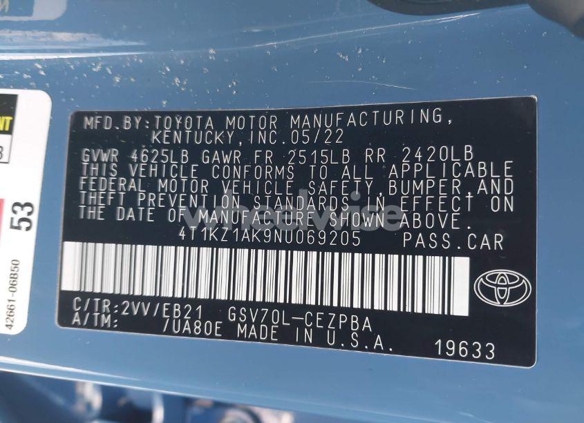 Photo 9 of 2022 Toyota Camry TRD (VIN 4T1KZ1AK9NU069205)