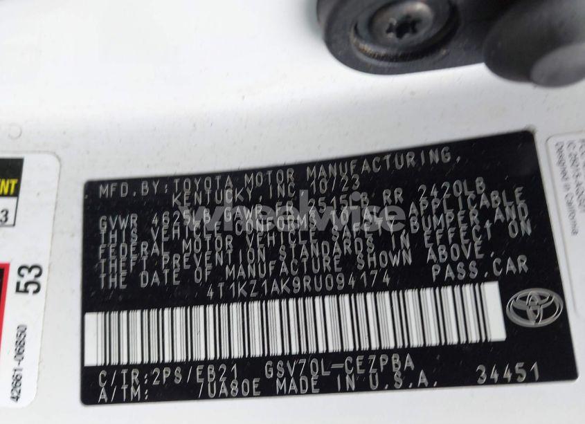 Photo 9 of 2024 Toyota Camry (VIN 4T1KZ1AK9RU094174)