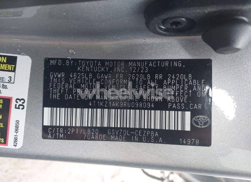 Photo 9 of 2024 Toyota Camry XSE V6 (VIN 4T1KZ1AK9RU098094)