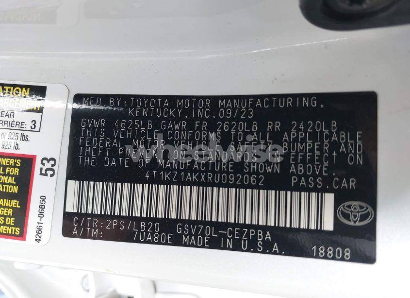 Photo 9 of 2024 Toyota Camry XSE V6 (VIN 4T1KZ1AKXRU092062)