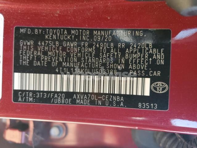 2020 TOYOTA CAMRY LE (VIN 4T1L11AK0LU503388) main photo