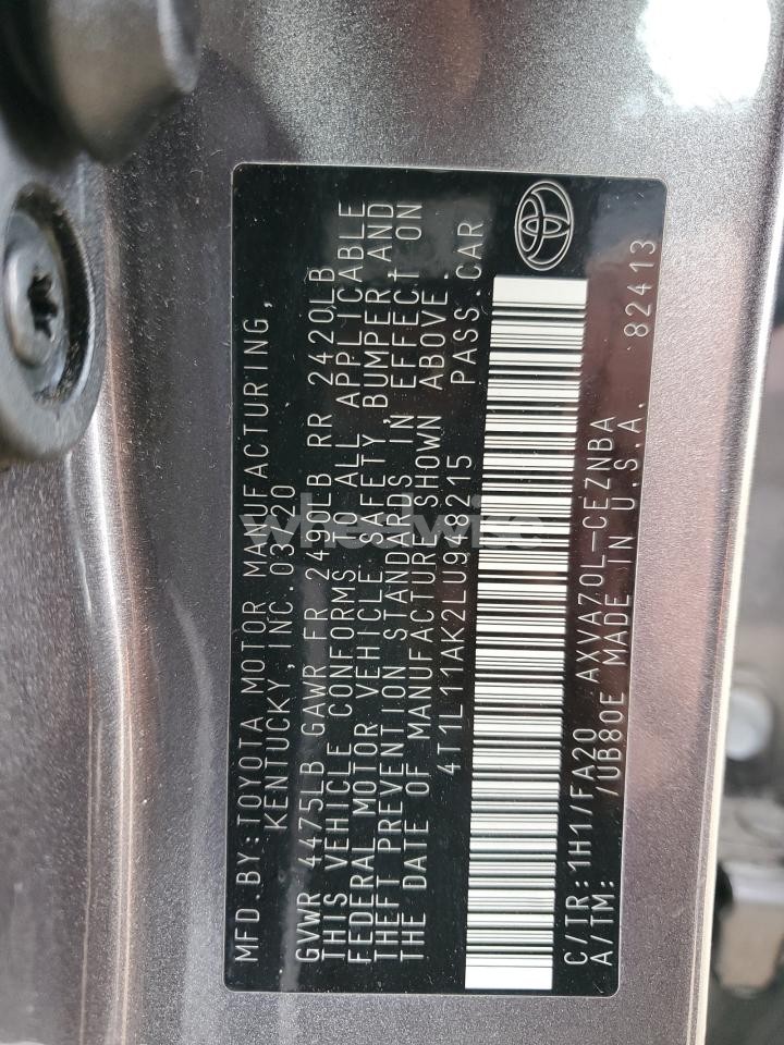 Photo 13 of 2020 TOYOTA CAMRY LE (VIN 4T1L11AK2LU948215)