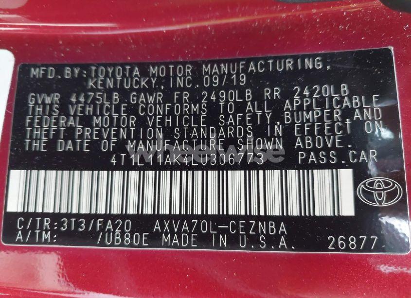 Photo 9 of 2020 Toyota Camry LE (VIN 4T1L11AK4LU306773)