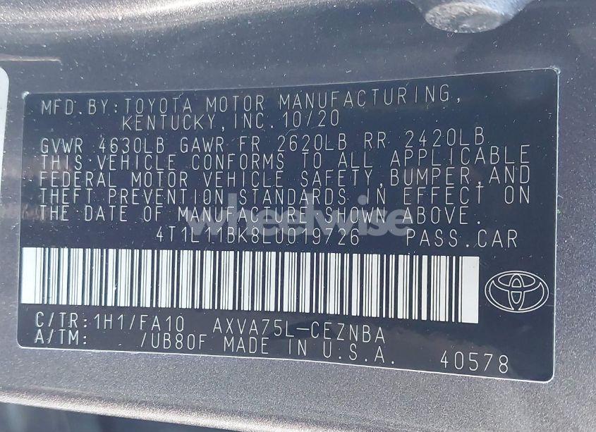 Photo 9 of 2020 Toyota Camry LE AWD (VIN 4T1L11BK8LU019726)