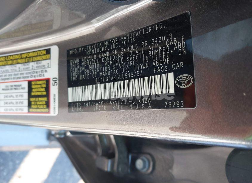 Photo 9 of 2020 Toyota Camry LE HYBRID (VIN 4T1L31AK5LU519757)