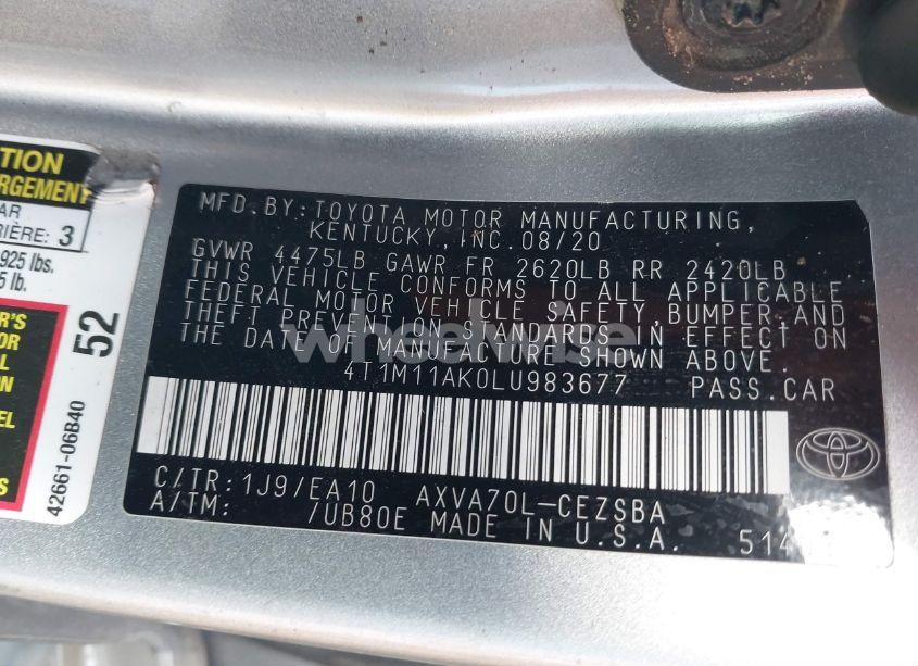 Photo 9 of 2020 Toyota Camry SE (VIN 4T1M11AK0LU983677)