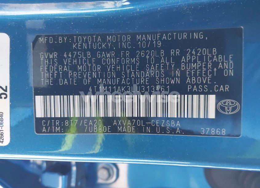 Photo 9 of 2020 Toyota Camry SE (VIN 4T1M11AK3LU313461)