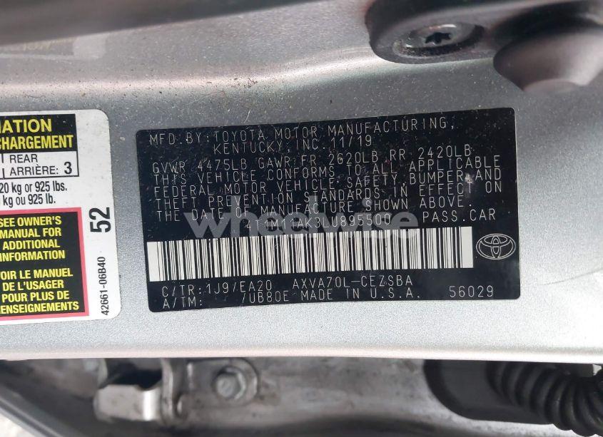 Photo 9 of 2020 Toyota Camry SE (VIN 4T1M11AK3LU895500)