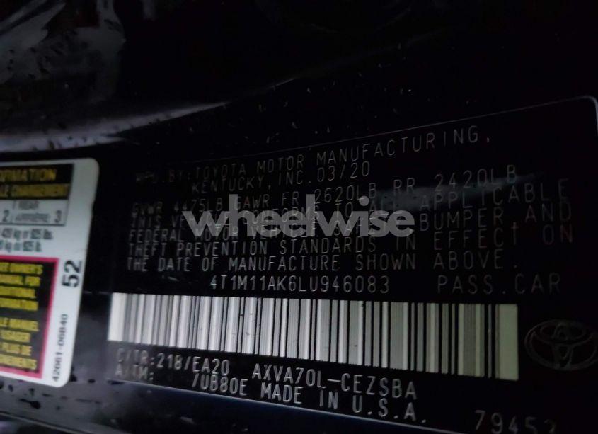 Photo 9 of 2020 Toyota Camry SE (VIN 4T1M11AK6LU946083)