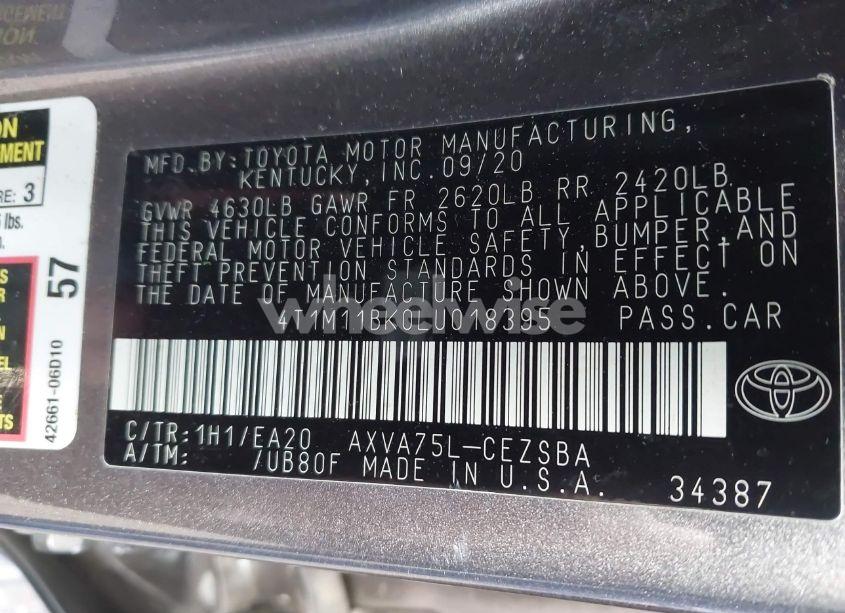 Photo 9 of 2020 Toyota Camry SE AWD (VIN 4T1M11BK0LU018395)