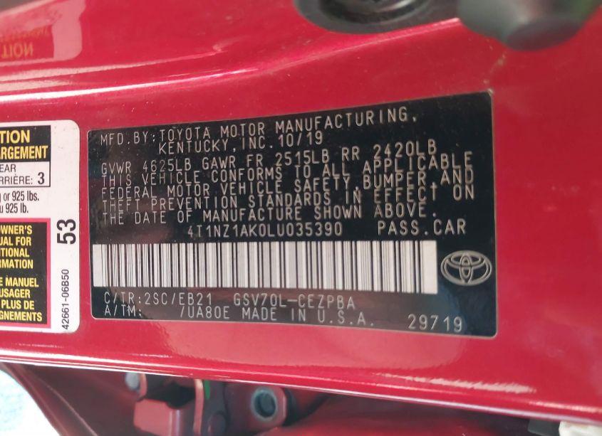 Photo 9 of 2020 Toyota Camry TRD (VIN 4T1NZ1AK0LU035390)