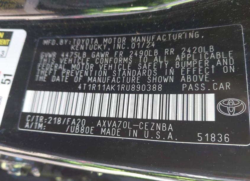 Photo 9 of 2024 Toyota Camry LE (VIN 4T1R11AK1RU890388)