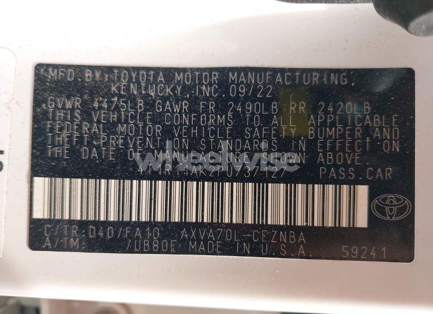 Photo 9 of 2023 Toyota Camry LE (VIN 4T1R11AK2PU737127)