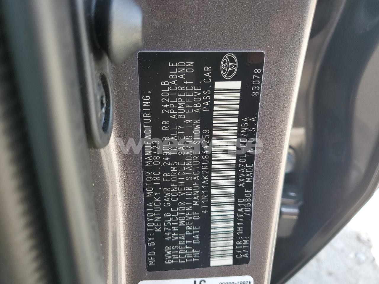 Photo 12 of 2024 TOYOTA CAMRY LE (VIN 4T1R11AK2RU844259)
