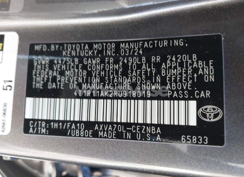Photo 9 of 2024 Toyota Camry LE (VIN 4T1R11AK2RU918019)