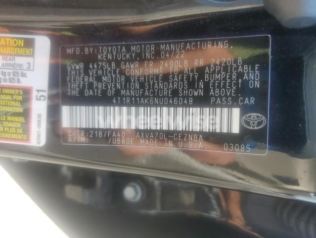 Photo 7 of 2022 TOYOTA CAMRY LE (VIN 4T1R11AK6NU046048)