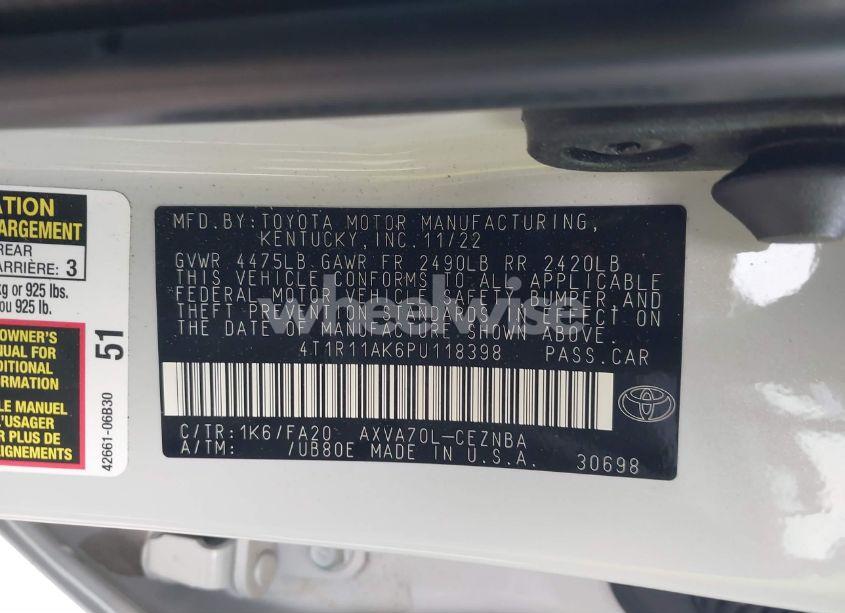 Photo 9 of 2023 Toyota Camry LE (VIN 4T1R11AK6PU118398)