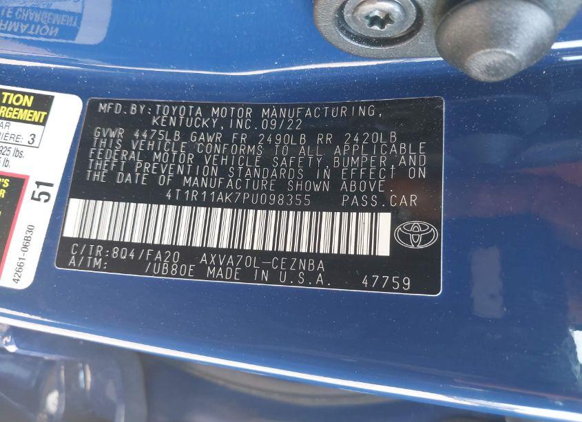 Photo 9 of 2023 Toyota Camry LE (VIN 4T1R11AK7PU098355)