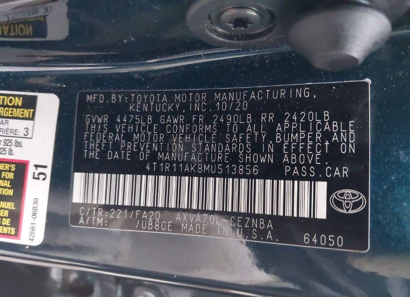 Photo 9 of 2021 Toyota Camry LE (VIN 4T1R11AK8MU513856)