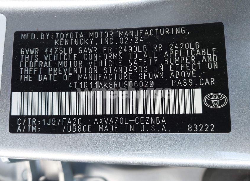 Photo 9 of 2024 Toyota Camry LE (VIN 4T1R11AK8RU906022)