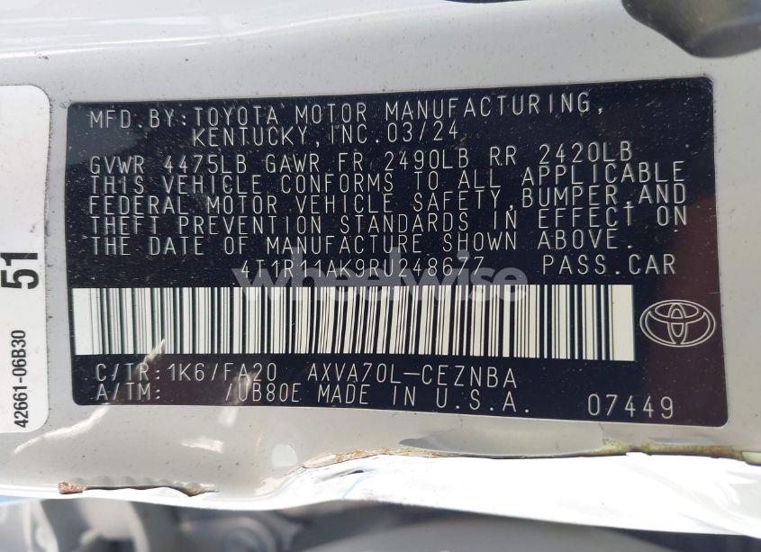 Photo 9 of 2024 Toyota Camry LE (VIN 4T1R11AK9RU248677)