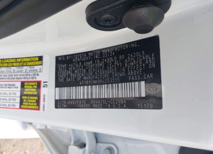 Photo 9 of 2024 Toyota Camry LE (VIN 4T1R11AK9RU253555)