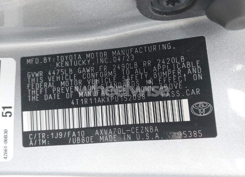 Photo 9 of 2023 Toyota Camry LE (VIN 4T1R11AKXPU152098)
