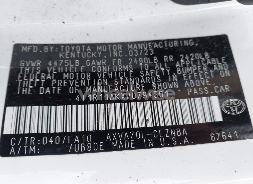 Photo 9 of 2023 Toyota Camry LE (VIN 4T1R11AKXPU794501)