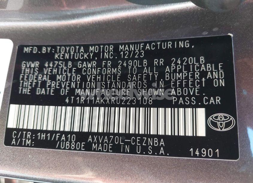 Photo 9 of 2024 Toyota Camry LE (VIN 4T1R11AKXRU223108)