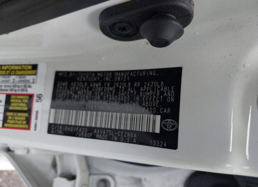 Photo 9 of 2022 Toyota Camry LE AWD (VIN 4T1R11BK2NU047664)