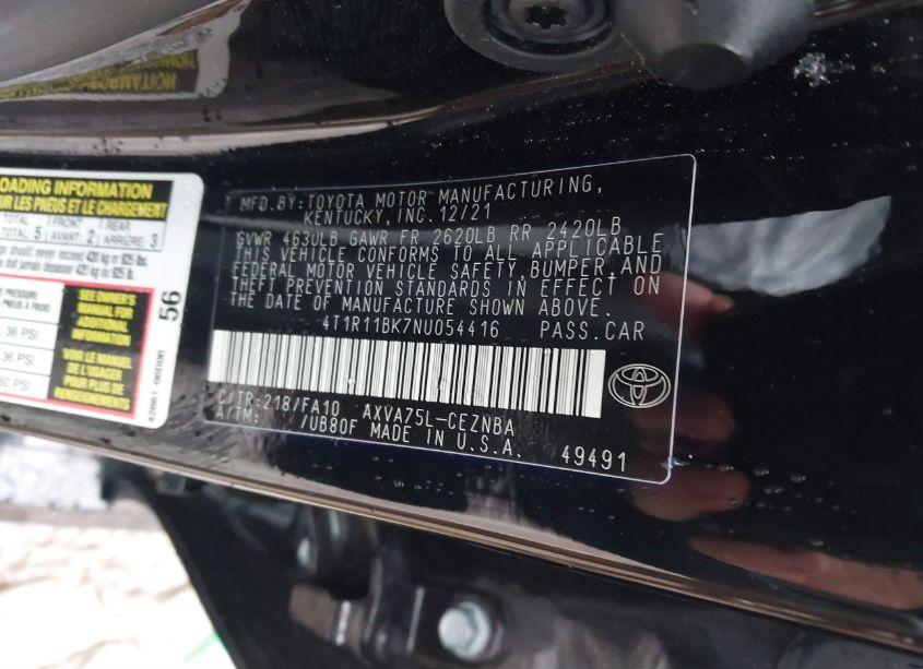 Photo 9 of 2022 Toyota Camry LE AWD (VIN 4T1R11BK7NU054416)