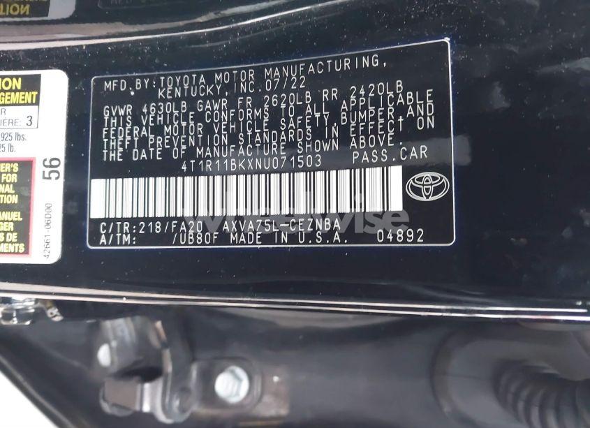 Photo 9 of 2022 Toyota Camry LE AWD (VIN 4T1R11BKXNU071503)