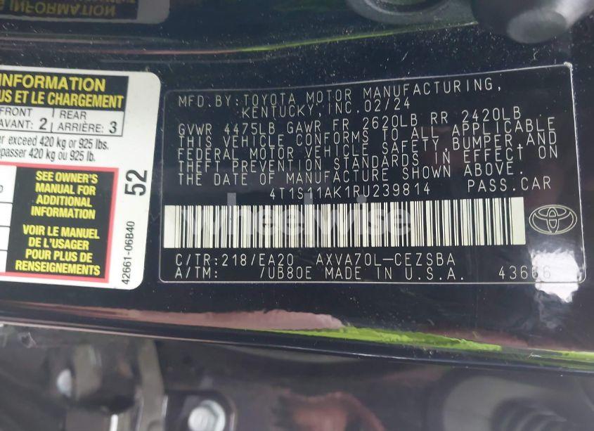 Photo 9 of 2024 Toyota Camry SE (VIN 4T1S11AK1RU239814)