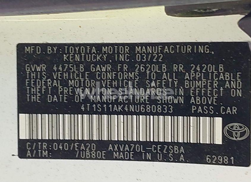 Photo 9 of 2022 Toyota Camry SE (VIN 4T1S11AK4NU680833)