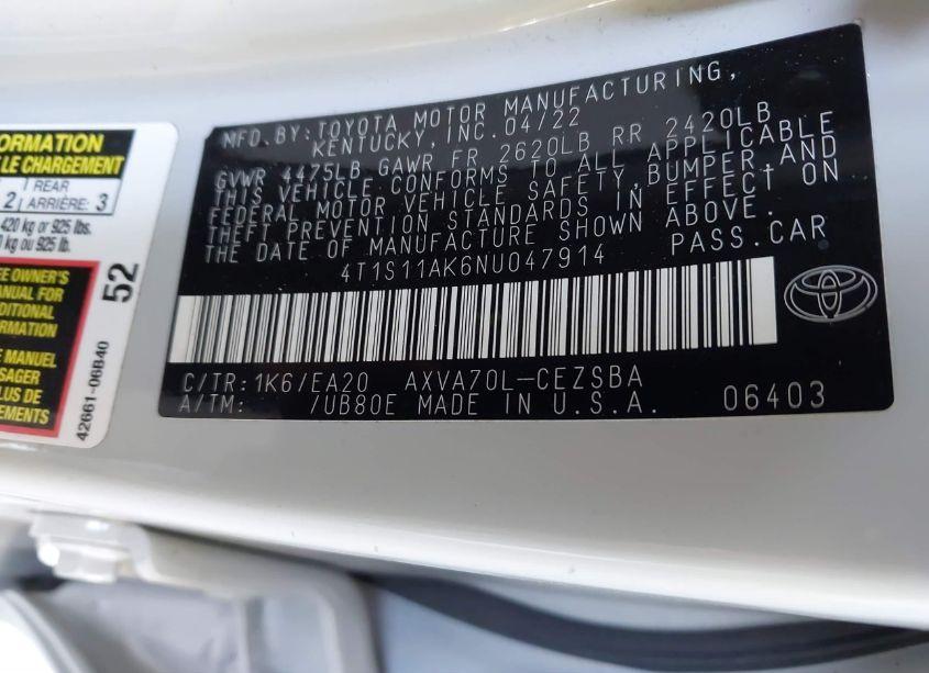 Photo 9 of 2022 Toyota Camry SE (VIN 4T1S11AK6NU047914)