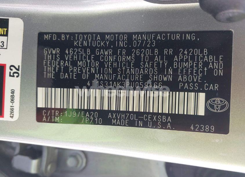 Photo 9 of 2023 Toyota Camry SE HYBRID (VIN 4T1S31AK3PU059466)