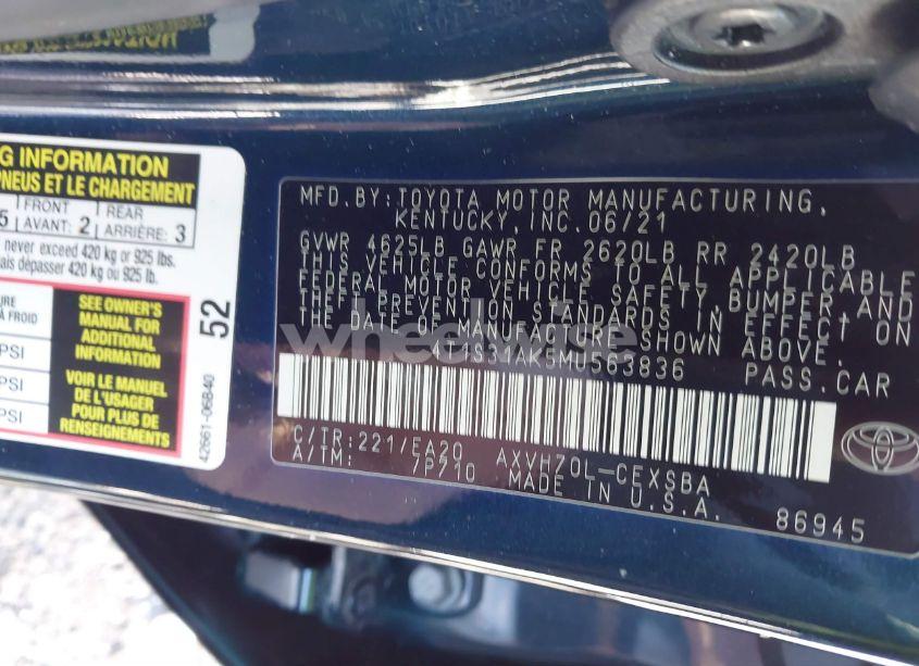 Photo 9 of 2021 Toyota Camry SE HYBRID (VIN 4T1S31AK5MU563836)